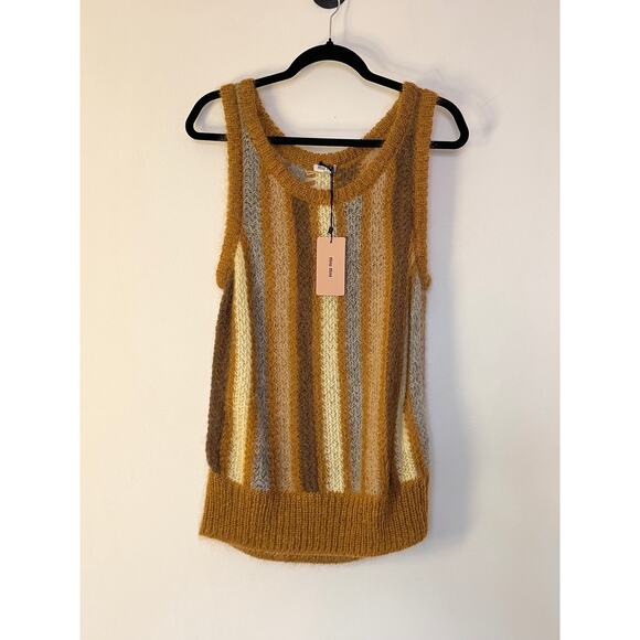 Miu Miu NWT 2019 Mohair Sweater Vest Striped - Picture 1 of 5